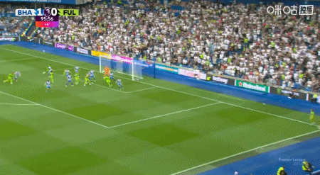 第53分钟，吕特造点，奥赖利操刀，布莱顿1-0 