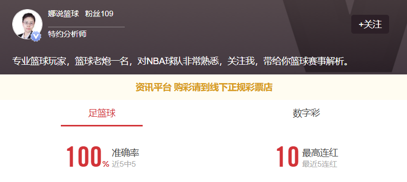 娜说篮球五连红，更多篮球场次推荐点点关注不迷路！