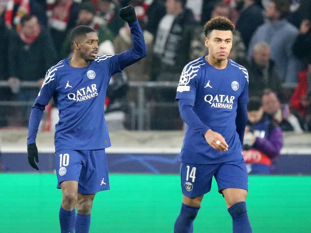 2025年1月29日，巴黎圣日耳曼的奥斯曼・登贝莱与德西雷・杜埃