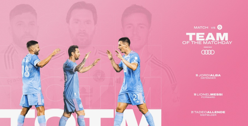 迈阿密国际三人入选本轮最佳阵容