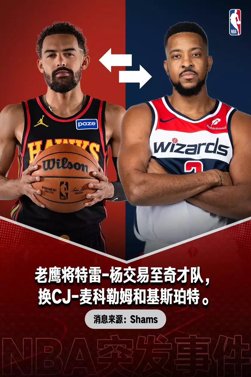 老鹰将特雷杨交易至奇才