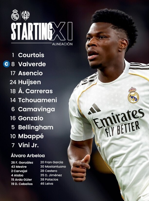 皇马VS莱万特首发阵容