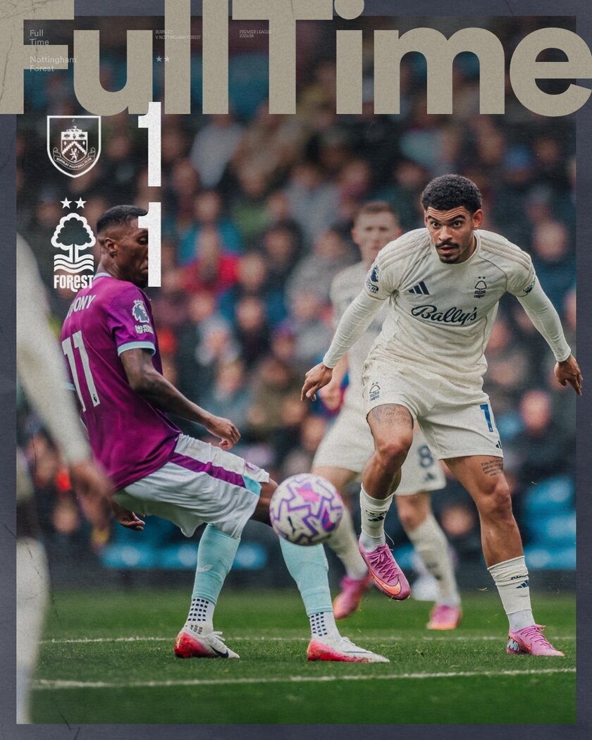 诺丁汉森林1-1伯恩利