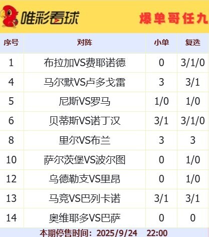 爆单哥25137期小单和复选方案