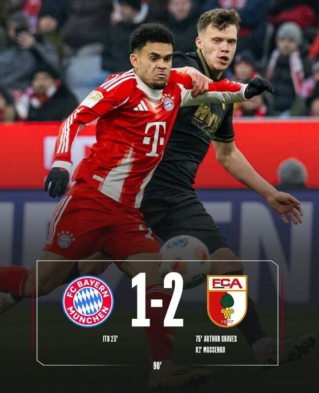 拜仁1-2奥格斯堡