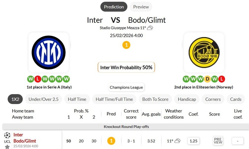 国际米兰VS博德闪耀