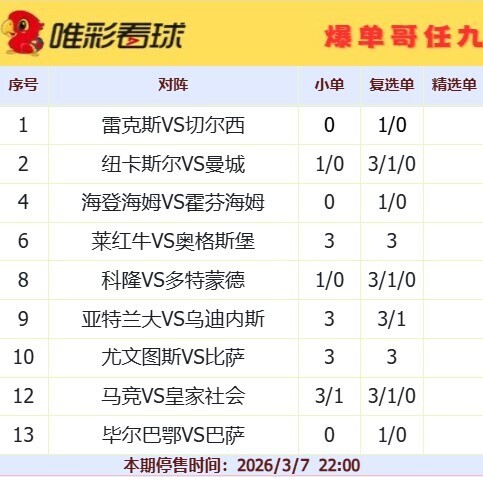 爆单哥26037期小单和复选单